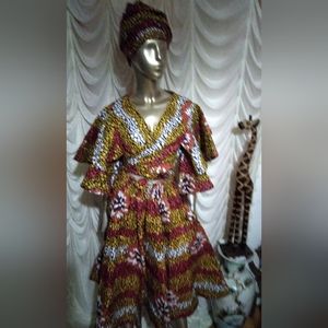 African Skirt blouse Headwear 100% cotton